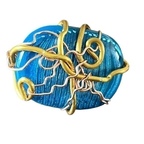 Hand Crafted Jewelry - Handcrafted Woman’s Blue Stone Wired Ring